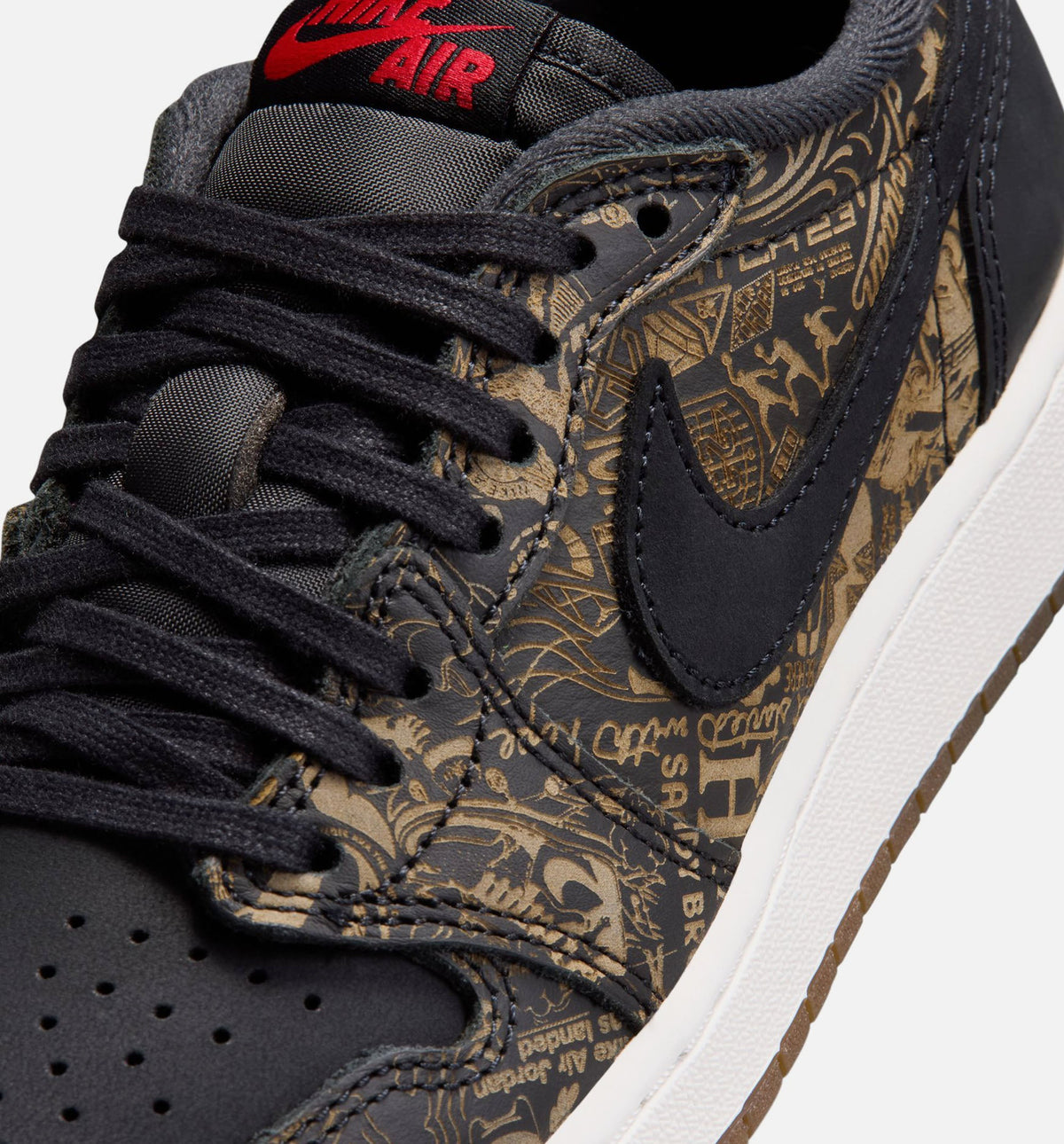 Air Jordan 1 Retro Low OG Laser Grade School Sneakers - Black/Varsity Red/Summit White