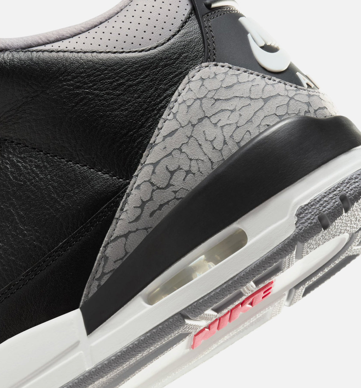 Air Jordan 3 Retro Black Cement Men's Sneakers - Black/Fire Red/Cement Grey