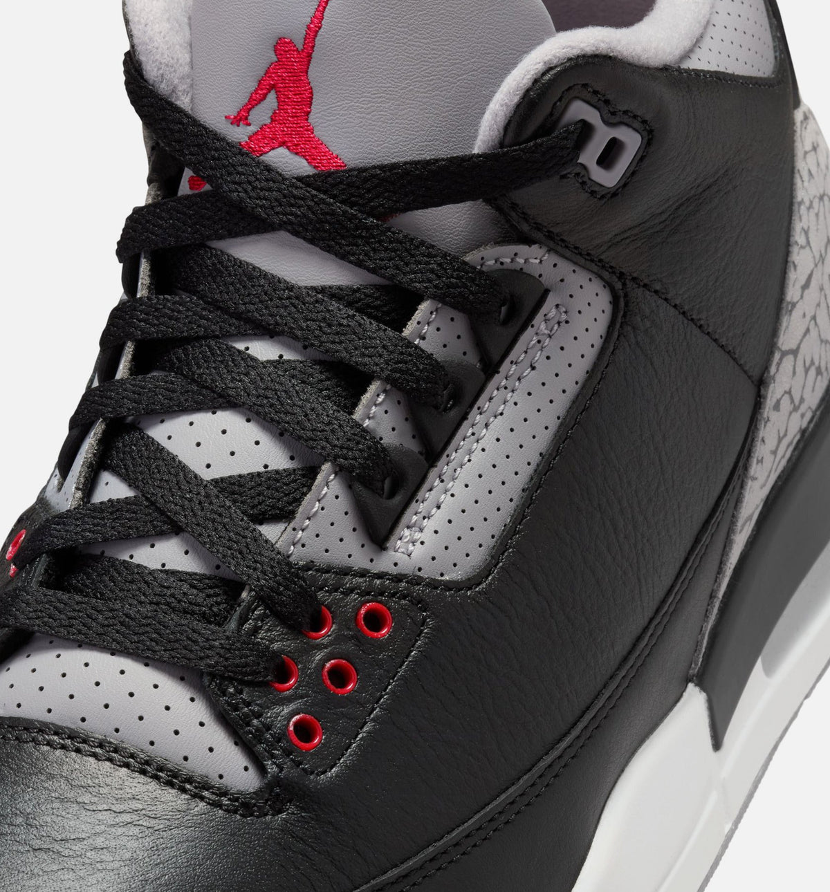 Air Jordan 3 Retro Black Cement Men's Sneakers - Black/Fire Red/Cement Grey