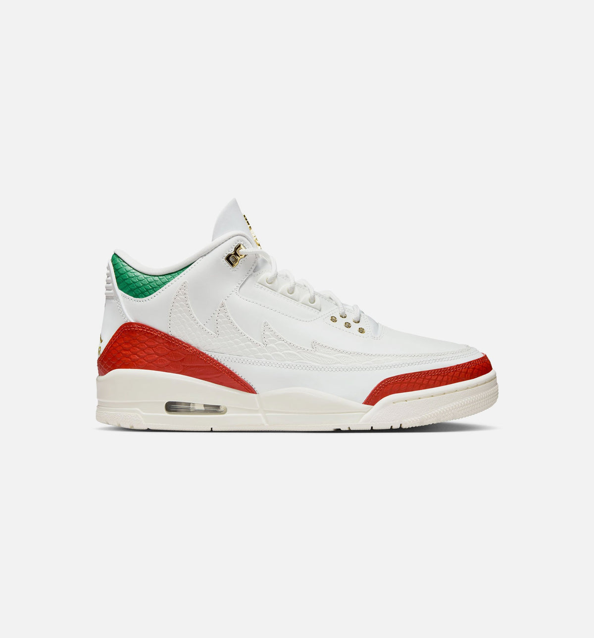 Air Jordan 3 Retro El Vuelo Men's Sneakers - Summit White/Pine Green/Dragon Red