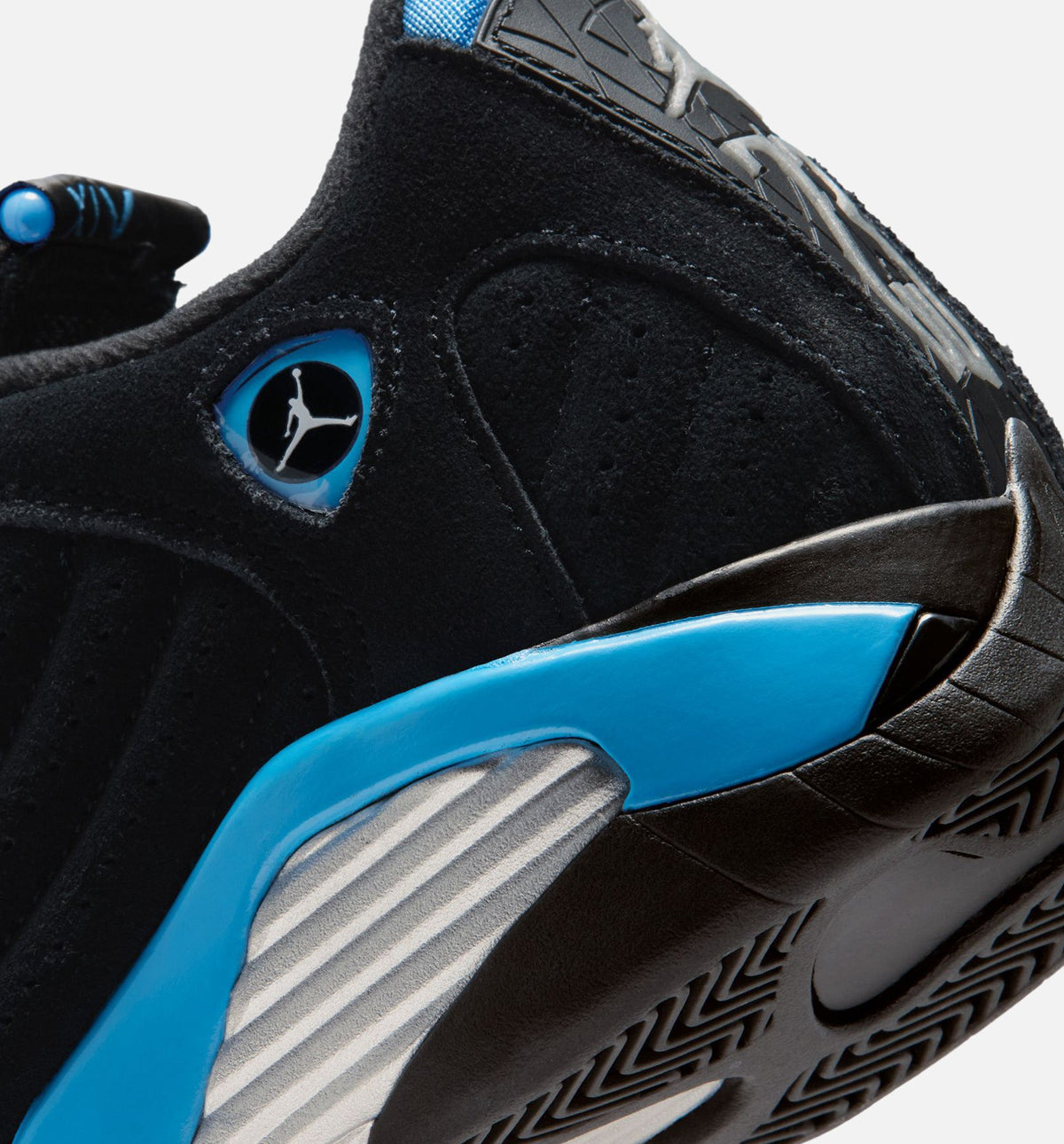 Air Jordan 14 Retro Black University Blue Grade School Sneakers - Black/White