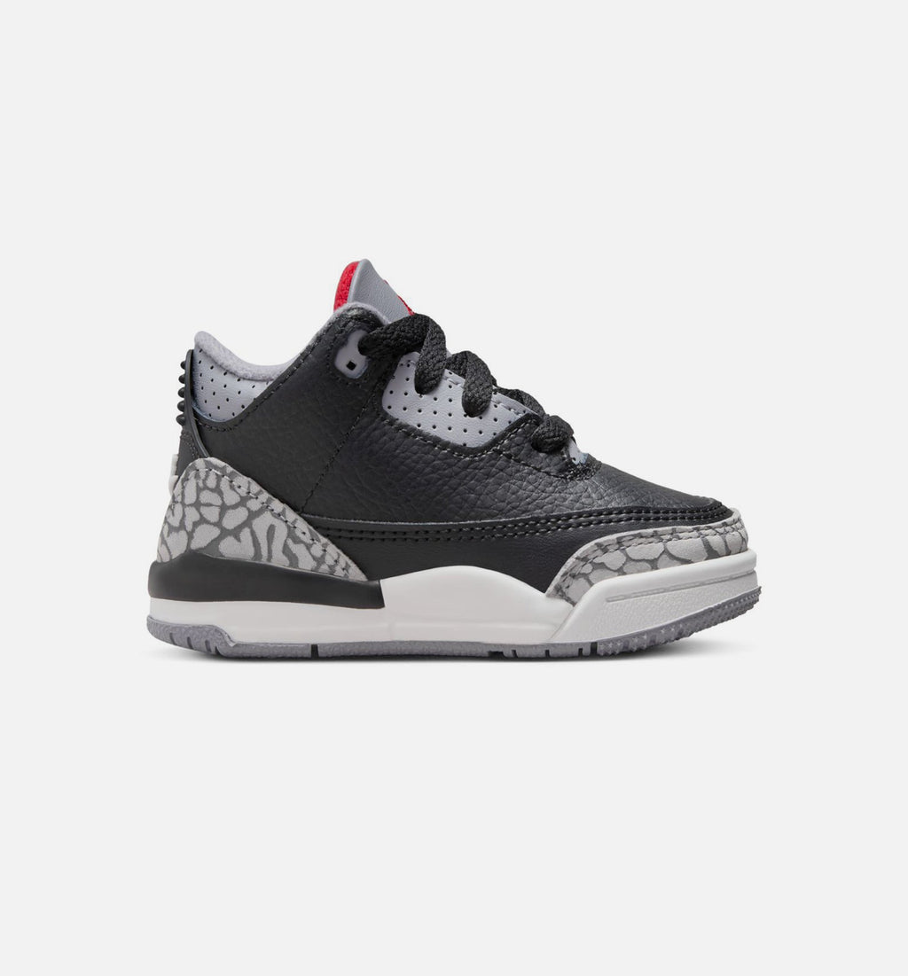 Air Jordan 3 Retro Black Cement Infant & Toddler Sneakers - Black/Fire Red/Cement Grey