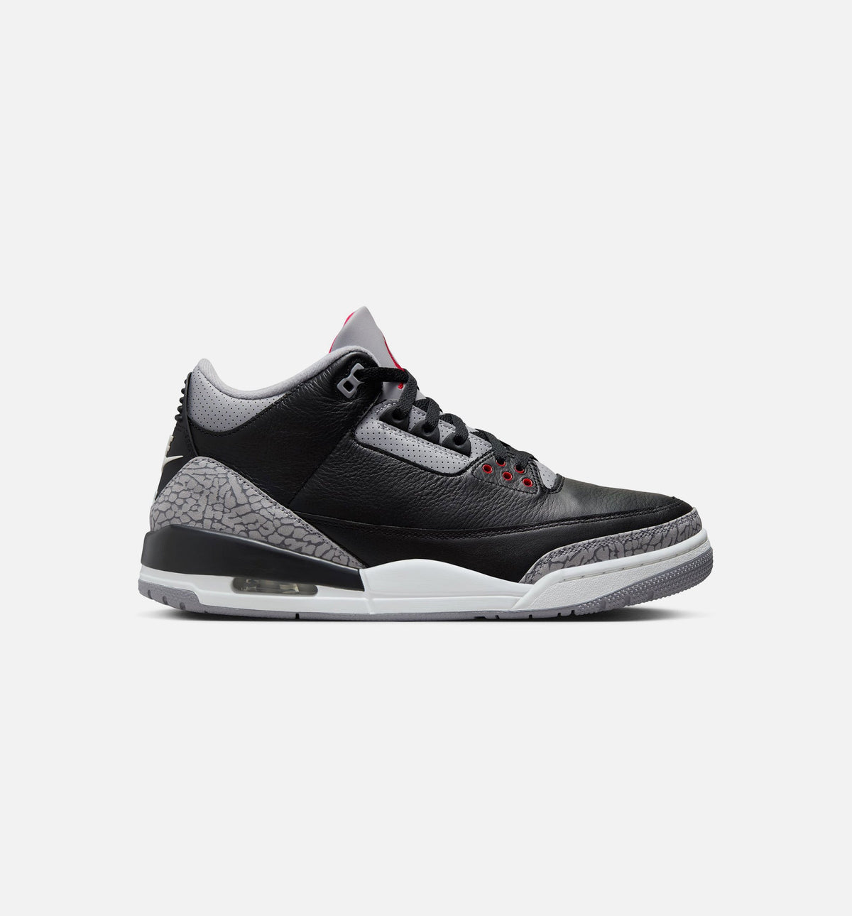 Air Jordan 3 Retro Black Cement Men's Sneakers - Black/Fire Red/Cement Grey