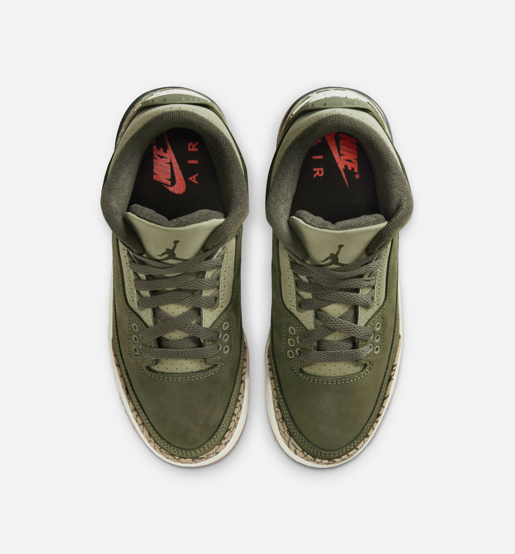 Air Jordan 3 Retro Grade School Sneakers - Medium Olive/Sequoia/Sail